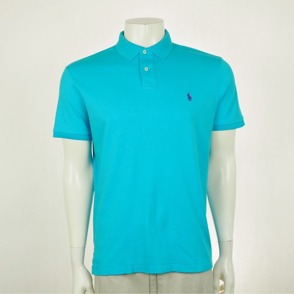 Polo Ralph Lauren Polo Shirt Mens Large Bright Blue RL Pony Soft Cotton Blend